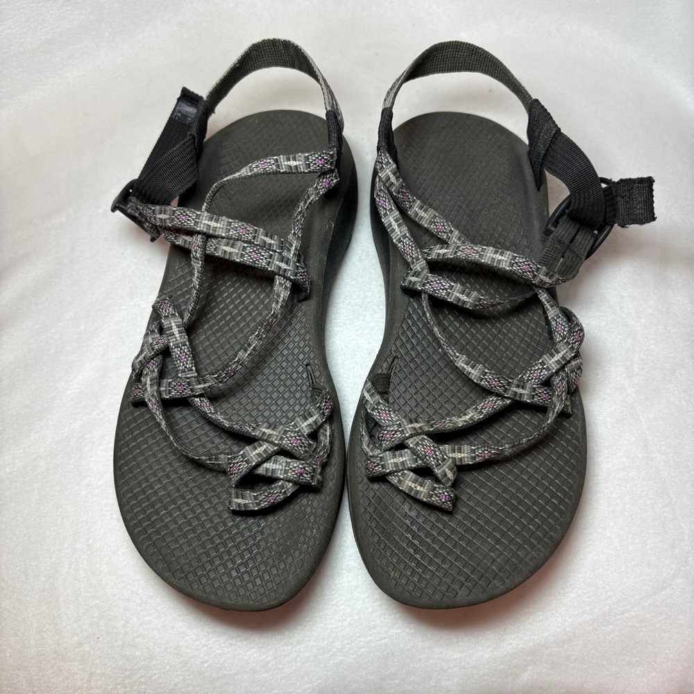 Chaco Z Cloud 2 Womens 9 Gray Purple Strappy Athletic Hiking Sandals Toe Loop